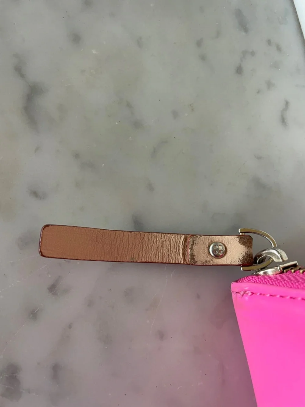 KATE SPADE Spencer Hot Pink Patent Zip-Around Wallet Newspaper Print Lining